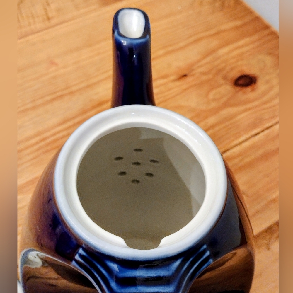 Vintage Hall Aeroflow Sundial Teapot Cobalt Blue 6 Cup USA - Picture 7 of 13